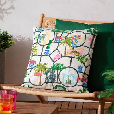 Palm Royale Club Indoor / Outdoor Geometric Square Cushion