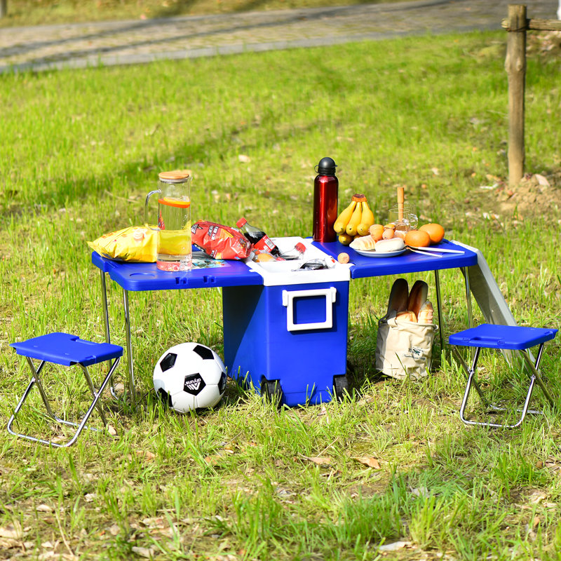 Develin Rectangular Outdoor Camping Table - 31 cm W 40 cm D, Blue