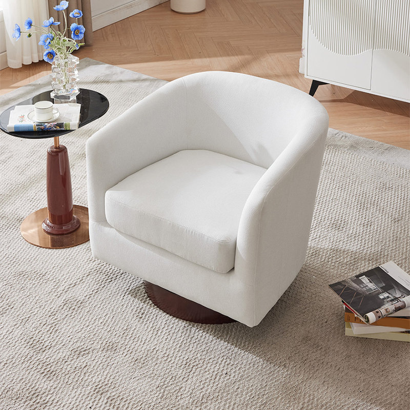 Upholstered Swivel Armchair, White