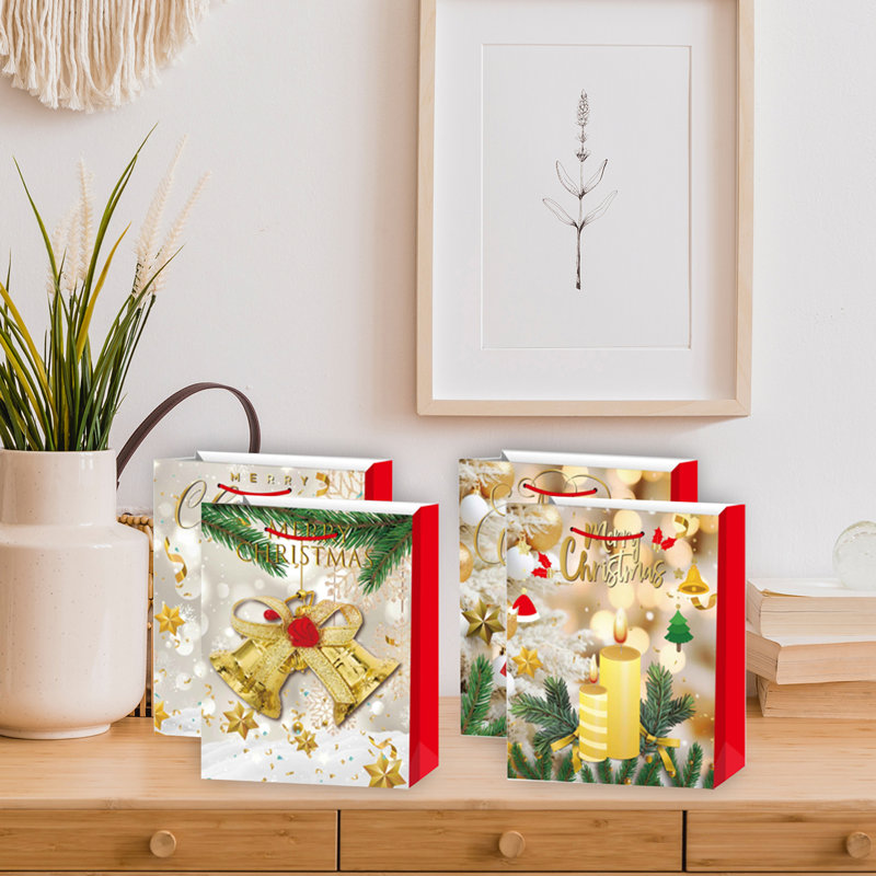Sacs-cadeaux de Noël (Merry Christmas) (assorti) (moyen) - ensemble de 12