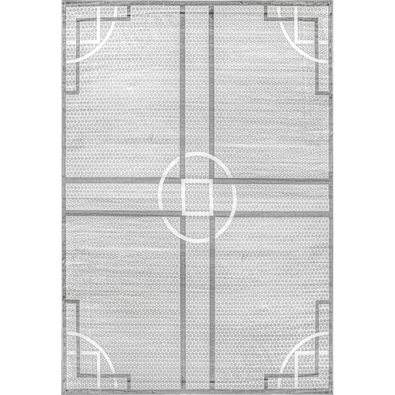 Tapis zone gris clair géométrique Utkan, Rectangle 5 pi x 8 pi