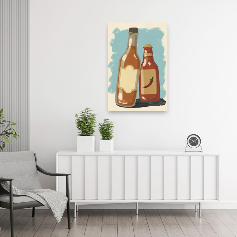 Spicy Hot Sauces Rustic Contemporary Wall Art Print by Nicholas - Wrapped Canvas Print, 91.44cm H x 60.96cm W