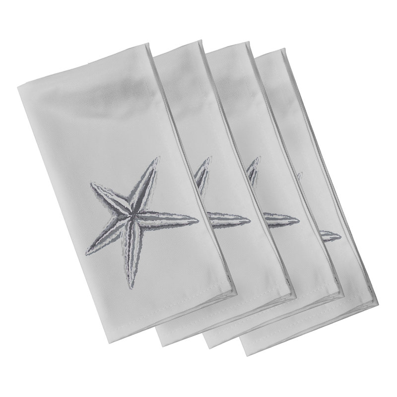Serviette Sea Star, L 18 po x L 18 po, Bleu / corail / gris