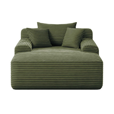 NEW Convertible Chaise Lounge Chair Plush with Wide Armrest & Throw Pillows, Cozy Boneless Sleeper Sofa Bed Armchair, for Living Room, Bedroom, No Assembly Required,green,Plush