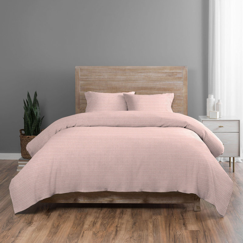 Dunkin Cotton Duvet Cover Set, Queen, Peach