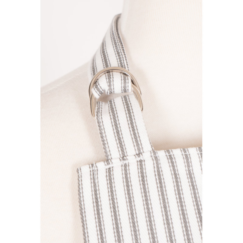 Graduation Striped Cotton Apron, Pewter