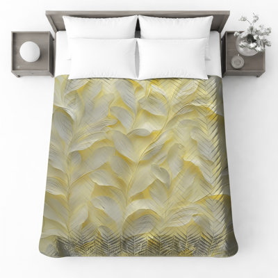 Yellow Leaf Texture Bedding Foliage Bedspread Nature