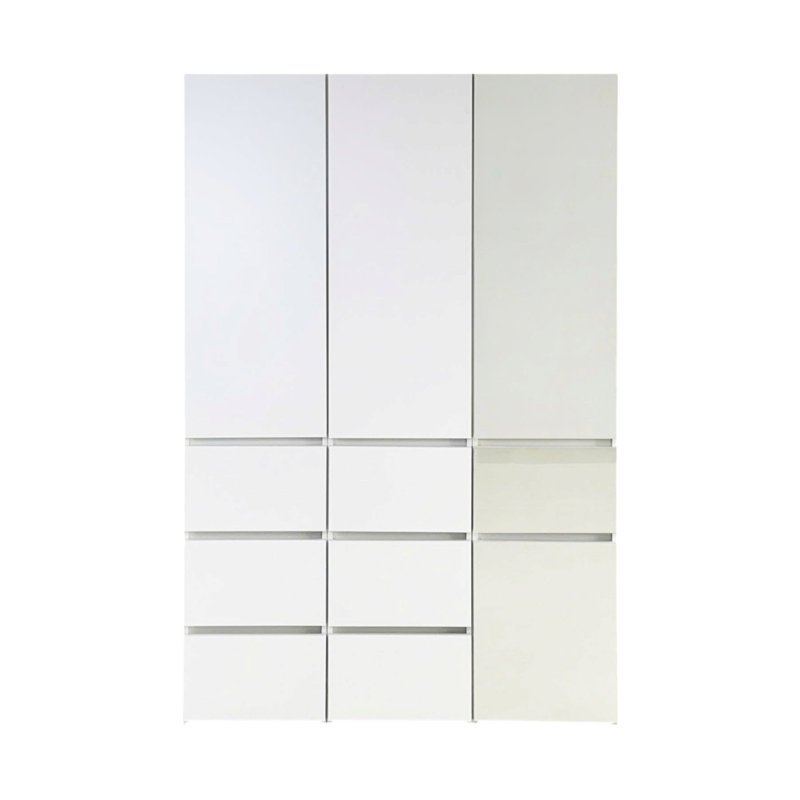 Ensemble de placard Ely, façade en miroir, 7 tiroirs, 71 pouces, bois blanc