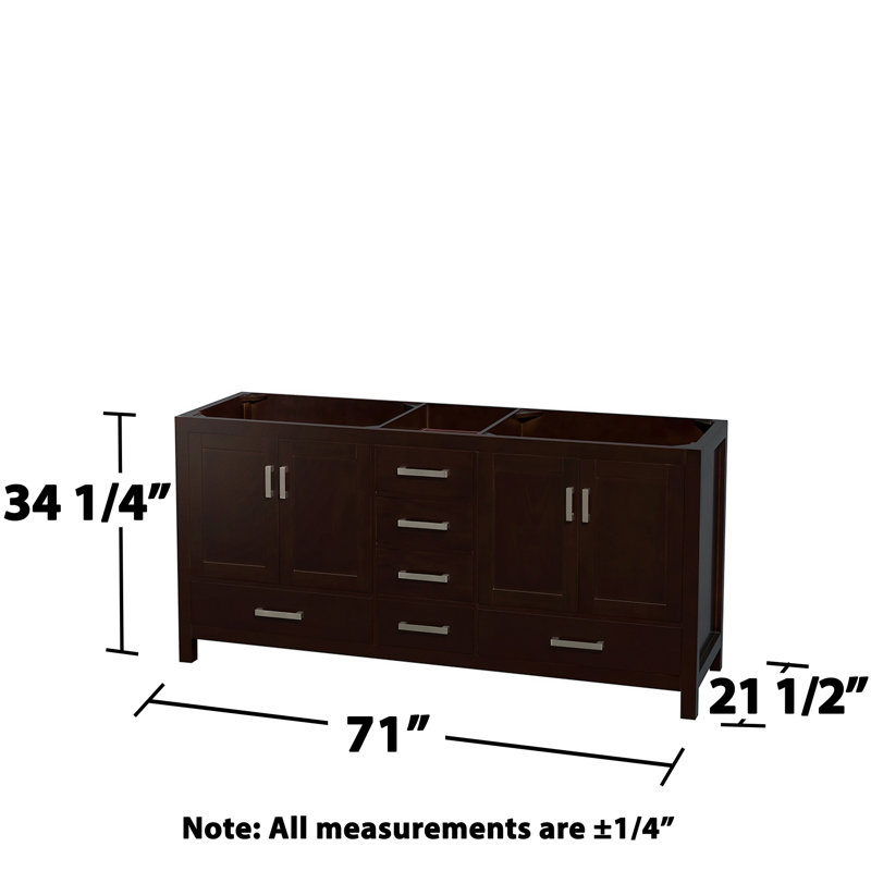 Sheffield 71" Double Bathroom Vanity Base Only, Espresso