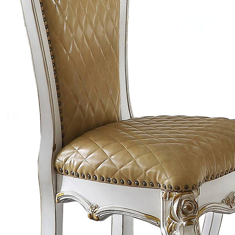 Chaises à hauteur de comptoir sans accoudoirs de couleur caramel et perle antique (ensemble-2)