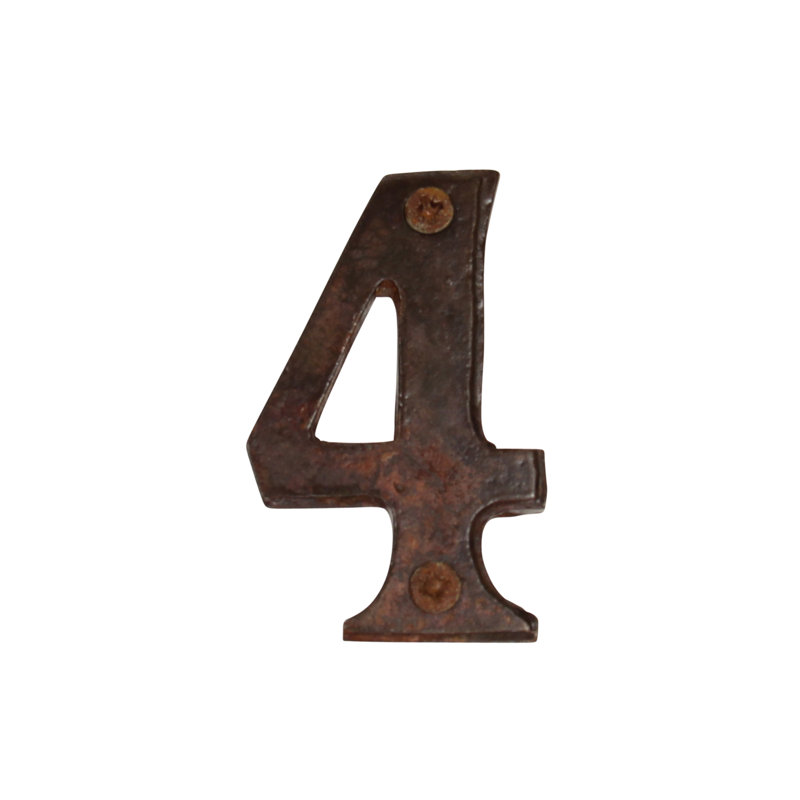 Numéro de maison de 2,8 po, 4, Rouille