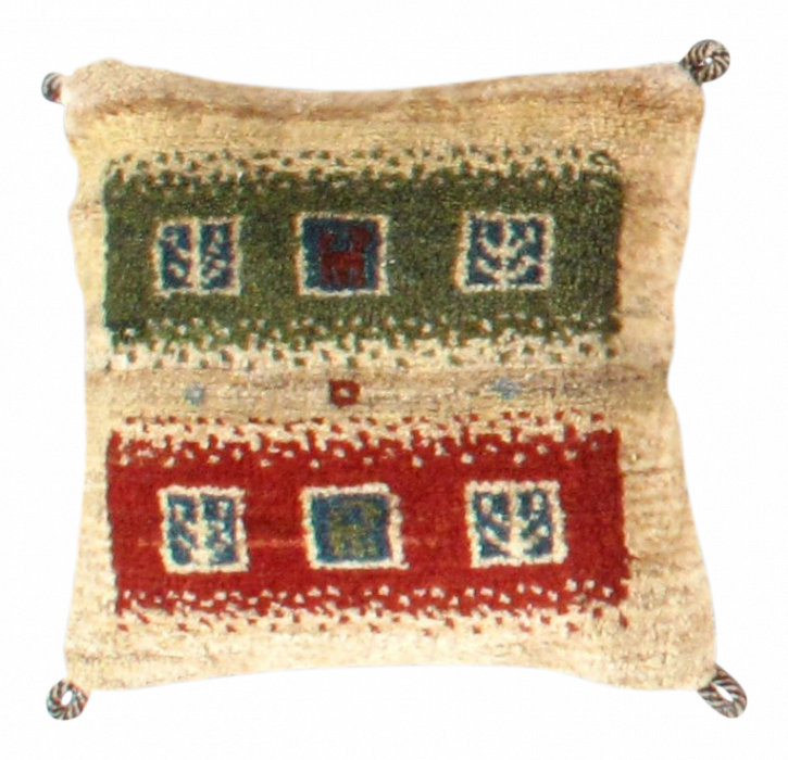 Coussin en laine, Rouille / beige / olive