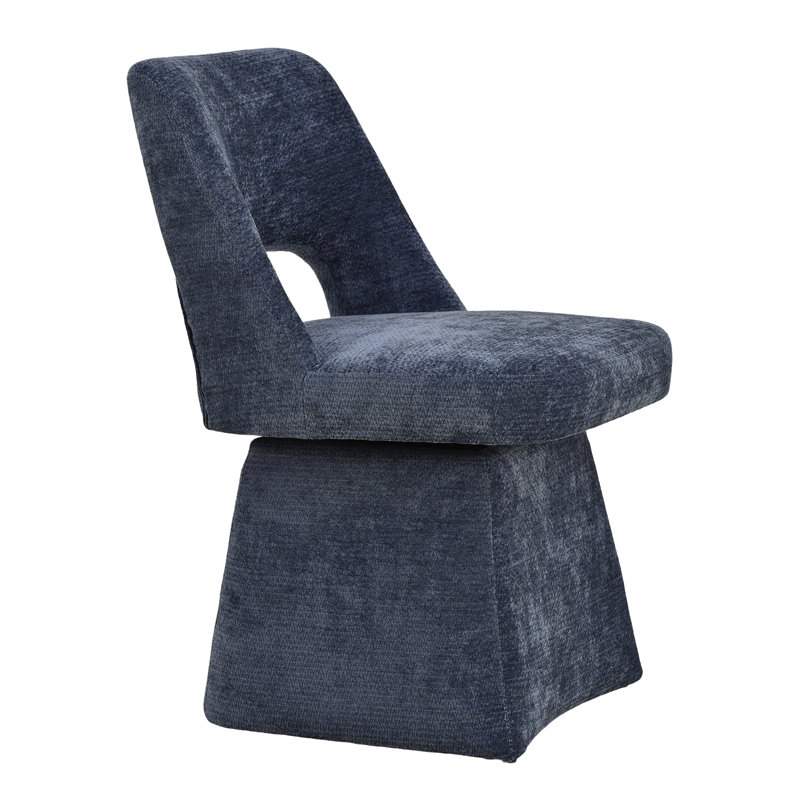 Chaise pivotante en chenille moderne, dossier ouvert - Conception rotative à 360 ° pour la salle à manger, Bleu