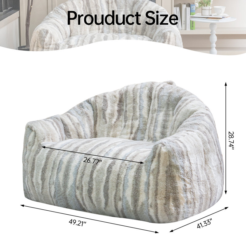Hand Pulled Bean Bag Chair, Bean Bag Sofa For Adults And Children, Shell Shaped Large Bean Bag Chair With Padding, Plush Minimalist Sofa, 44''/42''/33''