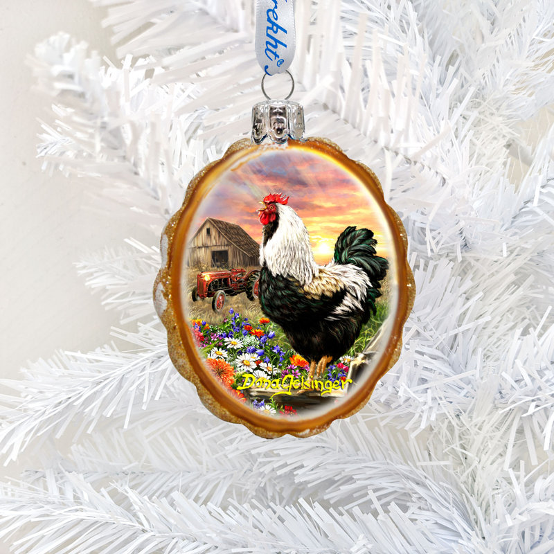 3'' Handmade Wood Holiday Shaped Ornament, Sunrise On The Farm