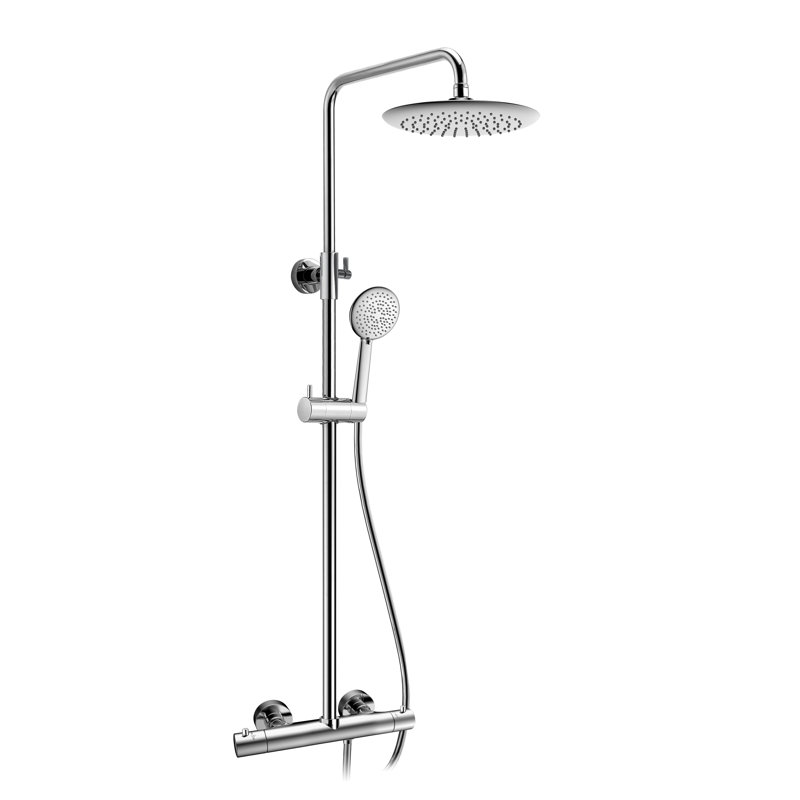 Heavy Rainfall Stainless Steel Shower Bar with Hand Sprayer, Polished Chrome