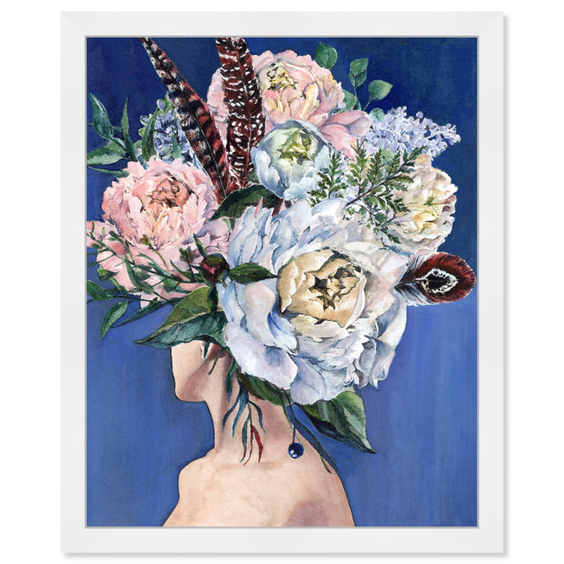 Beautiful Floral Hair - Peinture encadrée sur papier, H 38 po x l 32 po, Blanc