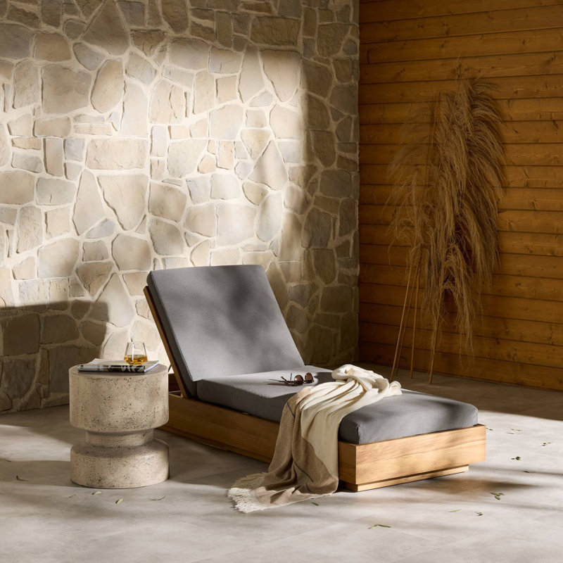 Kinta Outdoor Teak Chaise Lounge, Charcoal