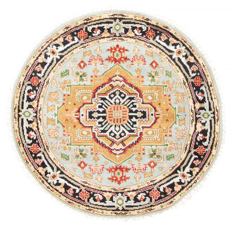 Tapis bleu Serapi Heritage 4 pi 11 po x 4 pi 11 po