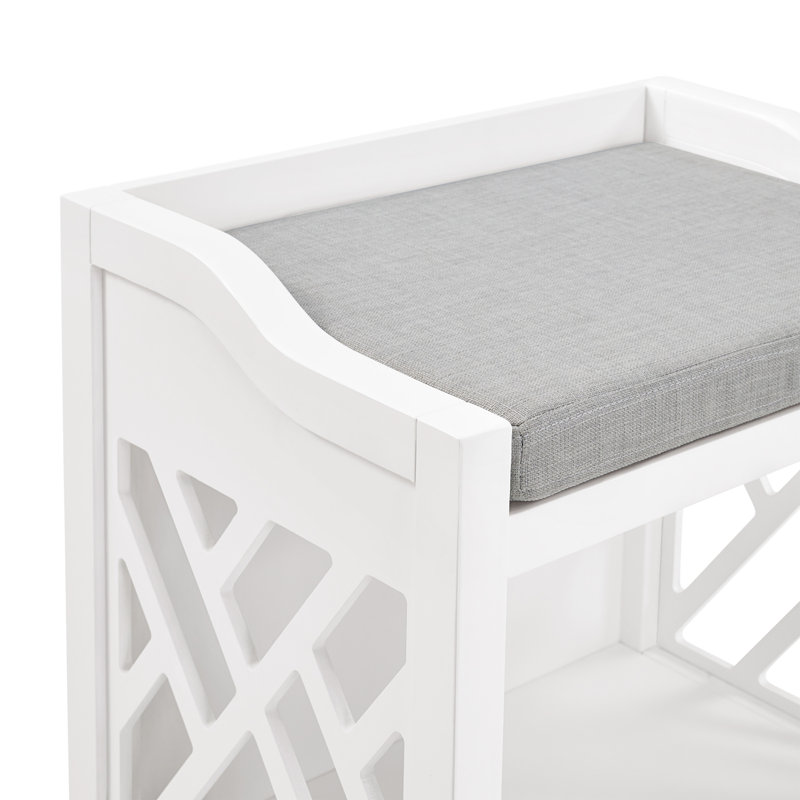 Banc de rangement rembourré avec tablettes