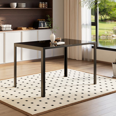 Glass Top Metal Base Dining Table