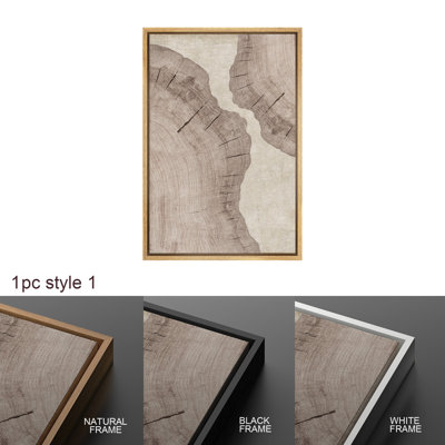 1 illustration de l'anneau d'arbre en bois de chêne beige, images de ferme moderne neutre, impression numérique sur toile, impression numérique sur toile