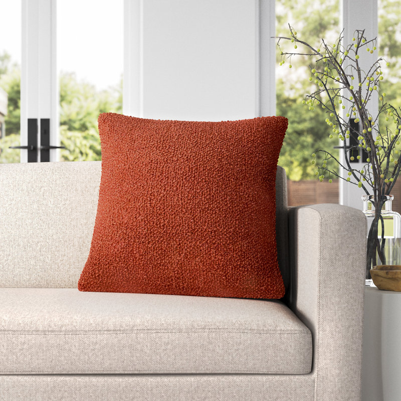 Willem Toca Organic Cotton Throw Square Pillow, Rust, Pillow Cover Only - No Insert 