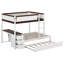 Lit superposé double au-dessus de double avec lit gigogne simple, lit superposé en bois massif avec bureau, tiroirs de rangement pour les enfants adolescents-418301596