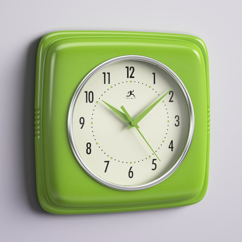 Orrwell Square Plastic Wall Clock 9.25 Inches, Apple Green