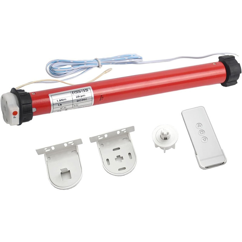 Ensemble de moteur de store à enroulement électrique bricolage 24V - Moteur tubulaire Smart Radio DC avec télécommande, compatible avec des tubes de 1,5 po (38 mm) pour les stores automatiques