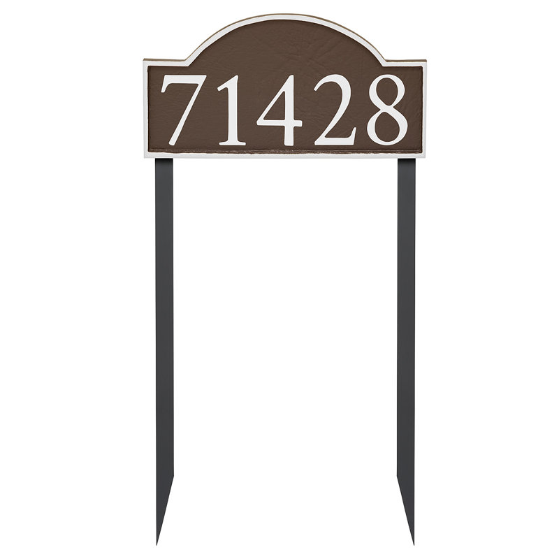 Enseigne d’adresse pour gazon à 1 ligne à serif doux, Blanc, Cuivre