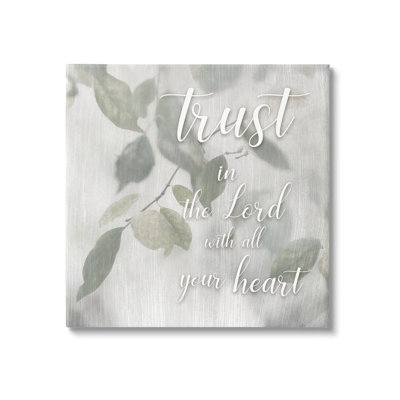 Trust the Lord Motivating Religious Quote Botanical Leaves by Irene Weisz - Wrapped Canvas Textual Art -  Stupell Industries, aq-051_cn_30x30