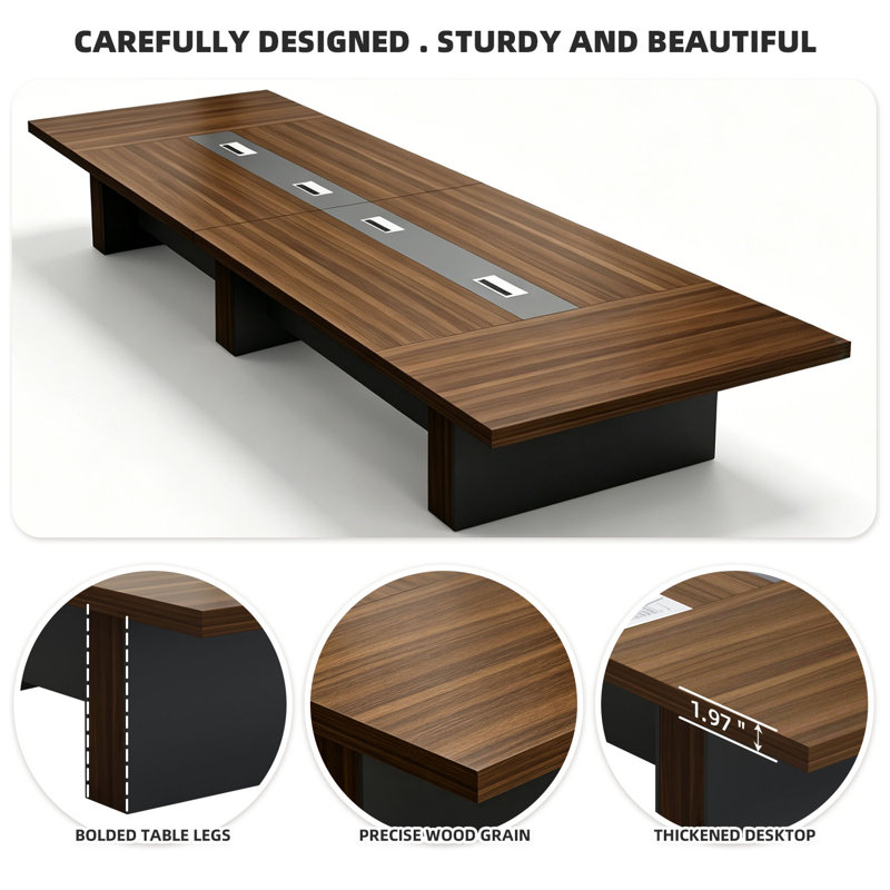 177.18 " MDF Rectangle Conference Table, Dark Brown