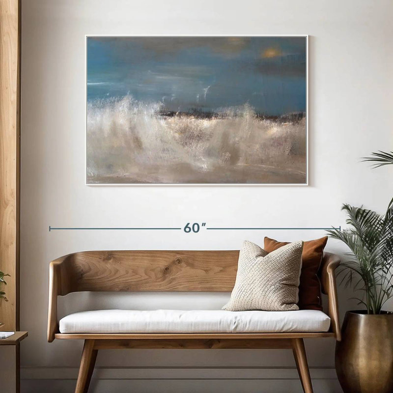 Vagues de la mer sauvage, Cadre flottant blanc, 46 po x 31 po