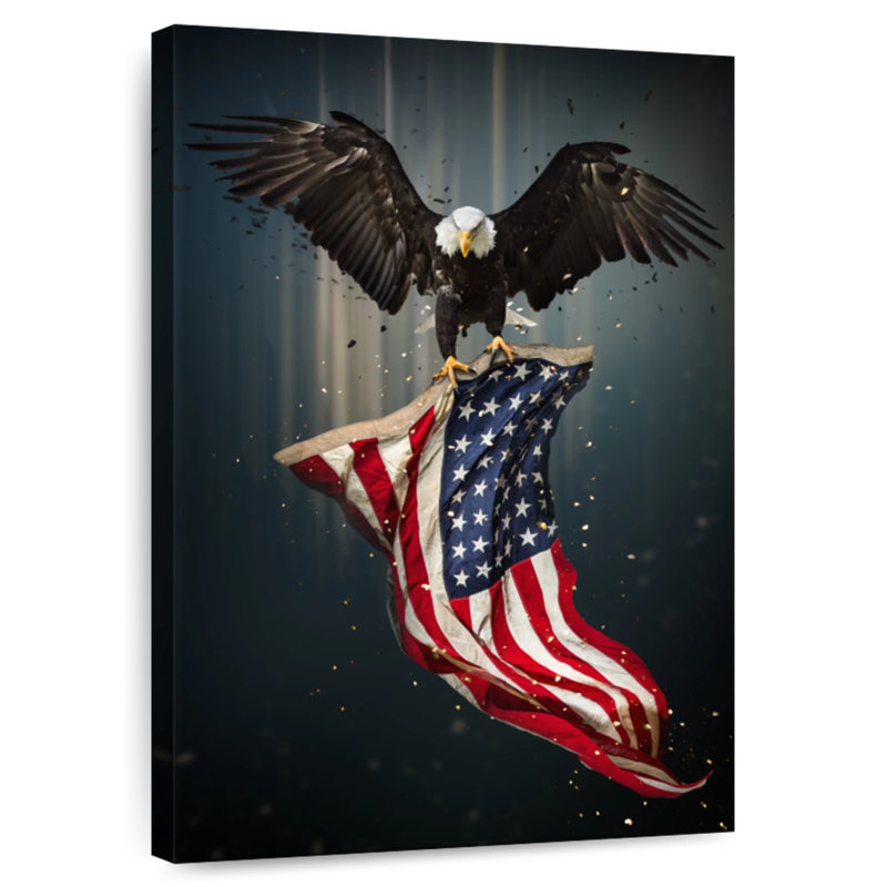 Borges Eagle And American Flag, 36" H x 24" W