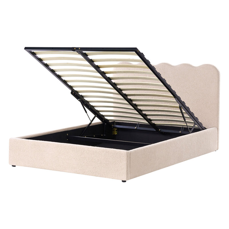 Upholstered Ottoman Storage Bed, European Double (140 x 200 cm), Beige
