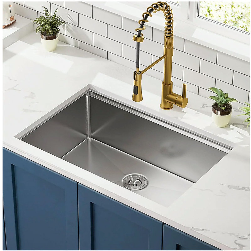 32 x 18 inch Undermount Workstation Sink, Stainless Steel Single Bowl Kitchen Sink 18 Gauge, 32 stainless steel undermount sink