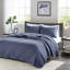 Courtepointe double / grand bleu marine - Microfibre avec rembourrage en coton, réversible, maintient la literie en bon état hygiénique-120276127-120276136