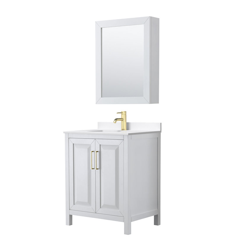 Daria 30'' W Vanity, Giotto Quartz, White, Brushed Gold