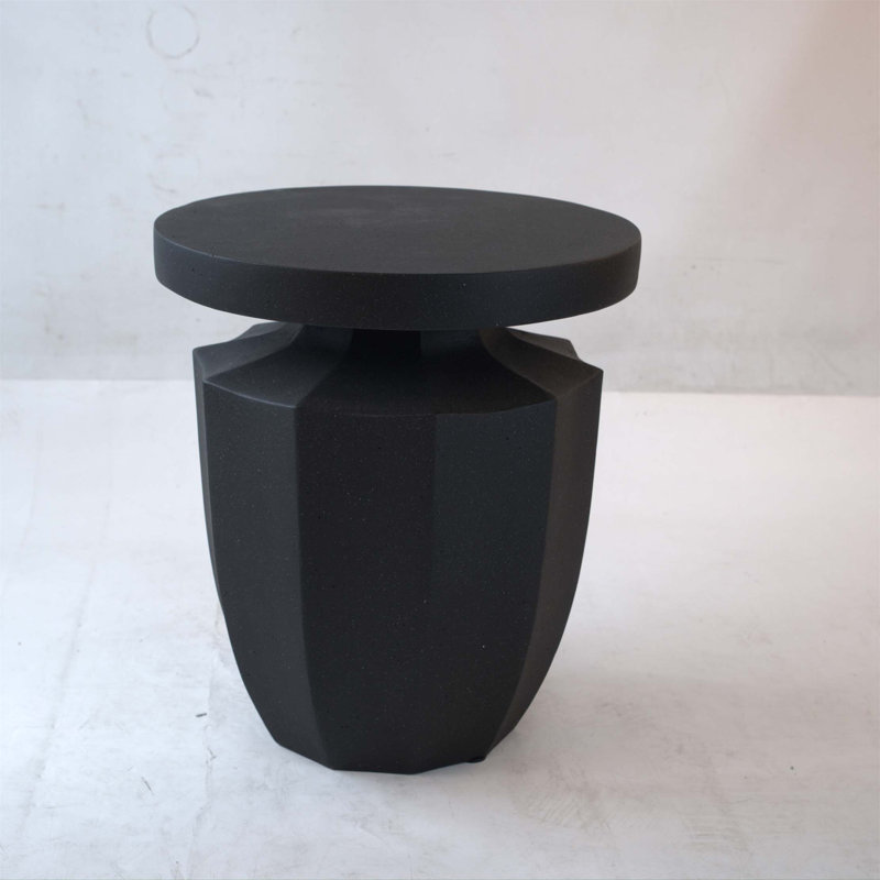 Table de bout décorative de jardin, H 20,3 po, moderne, robuste, robuste, en faux terrazzo, table d'appoint, table d'appoint, pour l'intérieur et l'extérieur