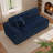 Upholstered Navy Faux Rabbit Fur Flannel Sofa With Pillows – All Foam Compressed And No-Assembly Modular Design-123038182