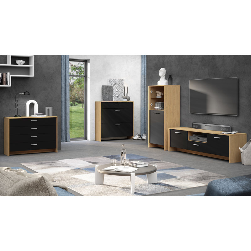 Dunnavent Display Cabinet, Black/Oak