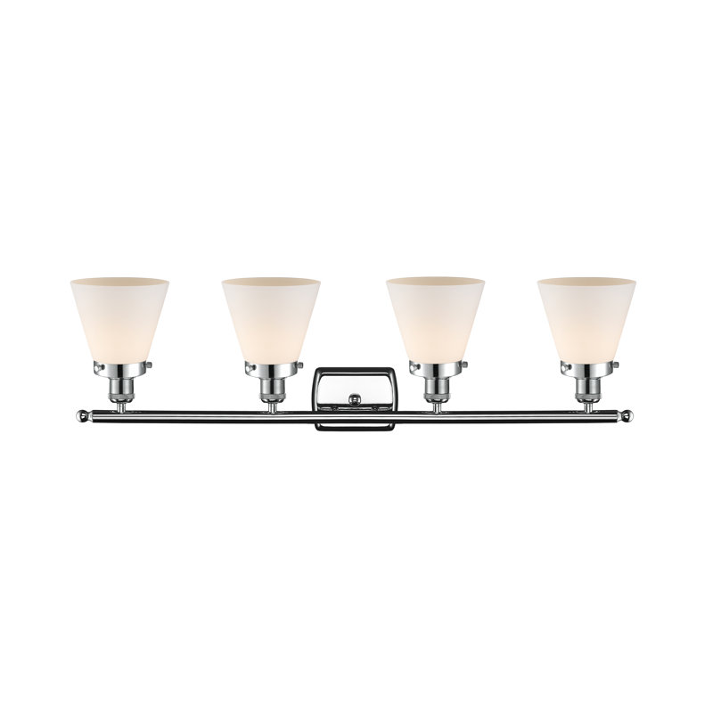 Éclairage pour meuble-lavabo 4 lumières 36 po Ballston Urban Cone, Blanc mat, Incandescent, Chrome poli