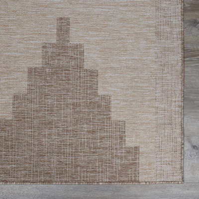 Tapis beige à motif géométrique moderne d'extérieur Lugo