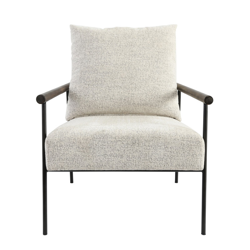 Eliicott Transitional Beige Polyester Accent Chair with Birch Legs