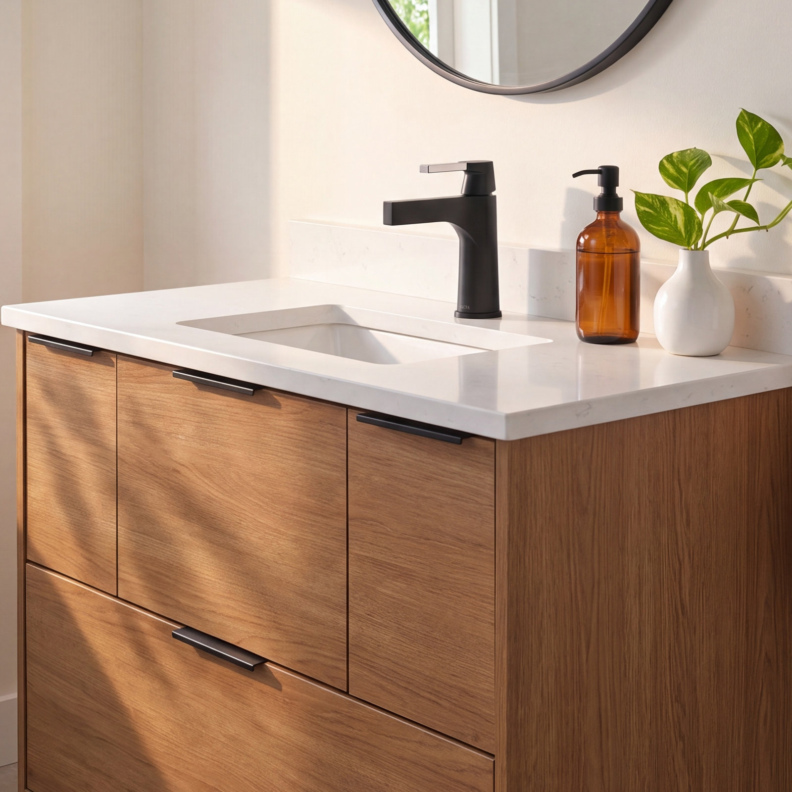 Zura Single-Hole Bathroom Faucet with Drain, Chrome/Matte Black