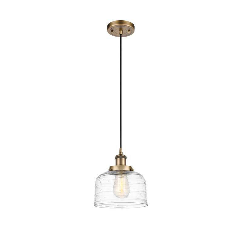 Luminaire suspendu en forme de cloche à 1 lumière Bolingbrook, Laiton brossé