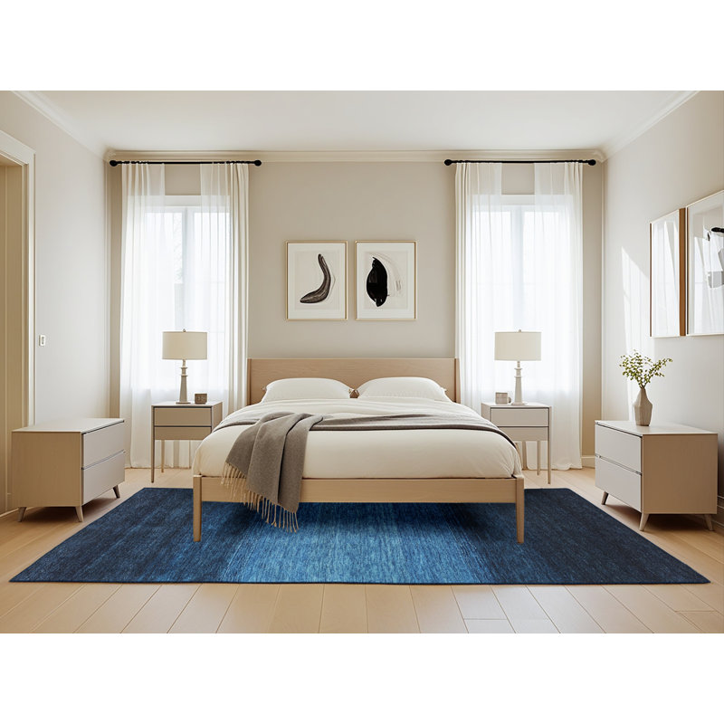 Tapis noir/bleu zone contemporaine Cahuilla, Rectangle 5 pi x 8 pi