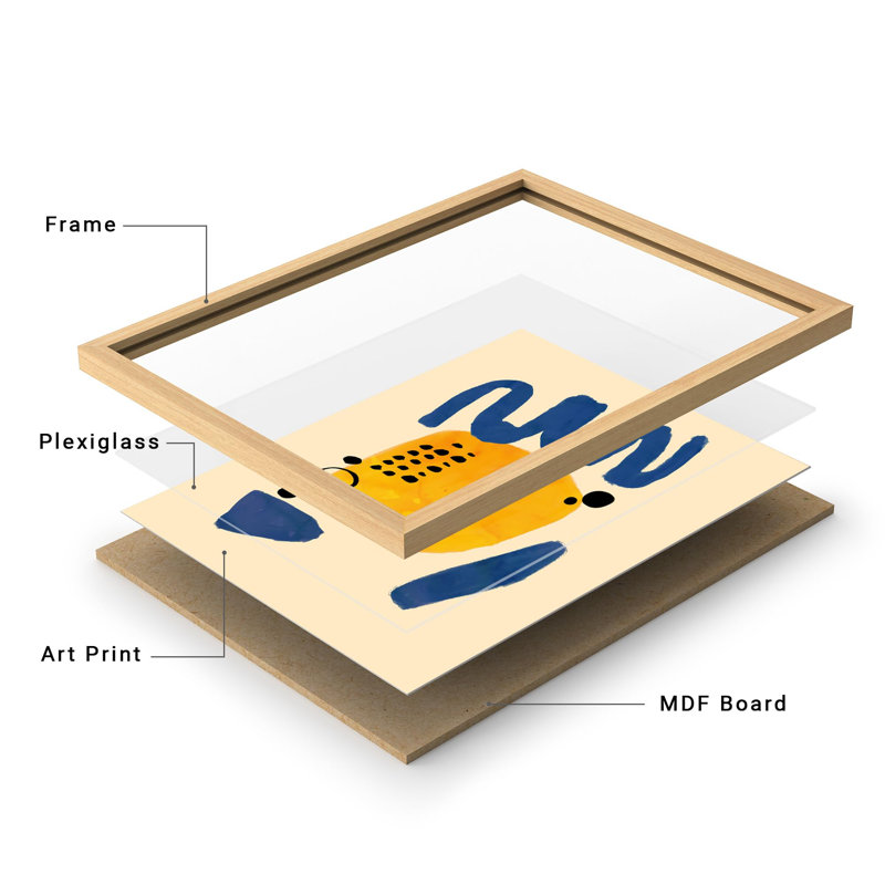 "Décoration murale abstraite bleue et jaune", 4 pièces, Naturel, H 16 po x l 12 po