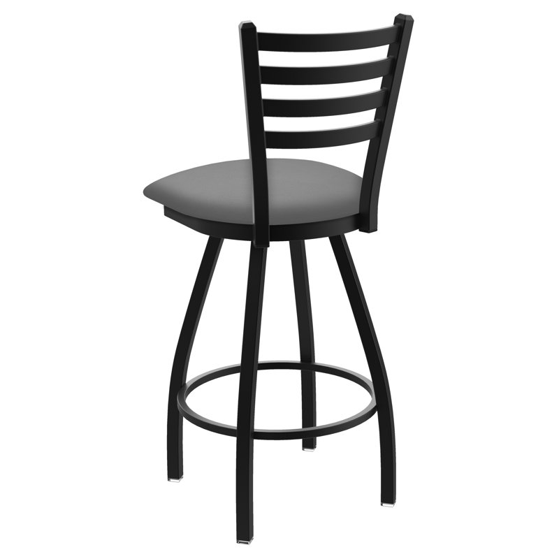 Tabouret de bar pivotant de 36" Evers, Noir froissé, Vinyle - gris Folkstone Canter